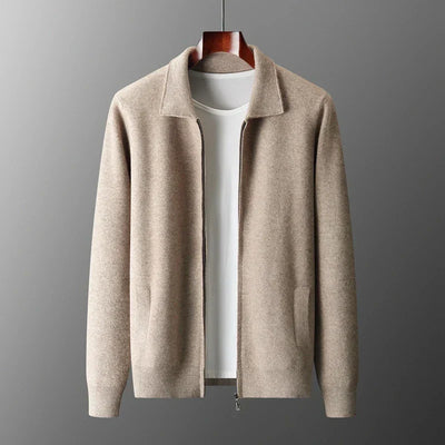 Old Money Men's Cashmere Knitted Zip-Through Jacket